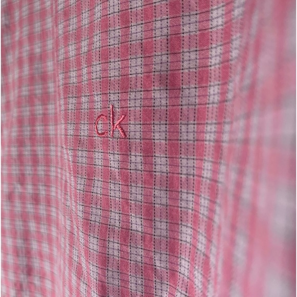 NWT Calvin Klein Cashmere-Cotton Pink Plaid Long Sleeve Button Down - Picture 5 of 8